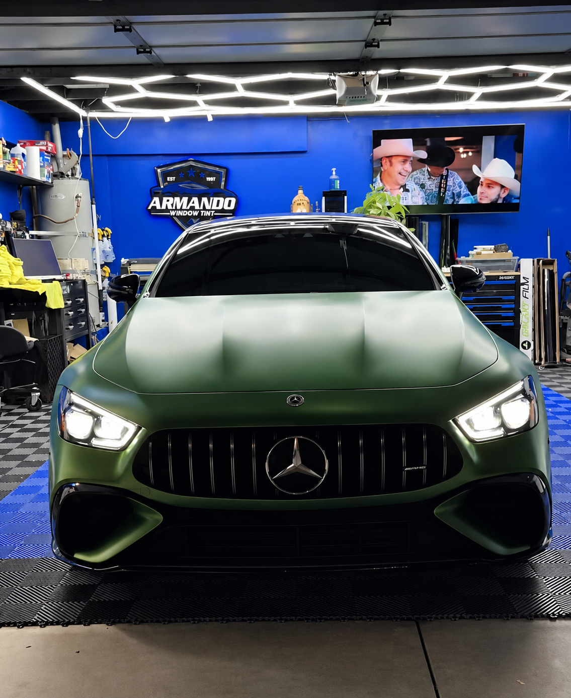 Matte green Mercedes AMG